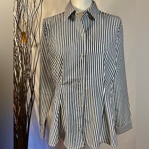 Rafaella Striped Top Ladies Medium Navy